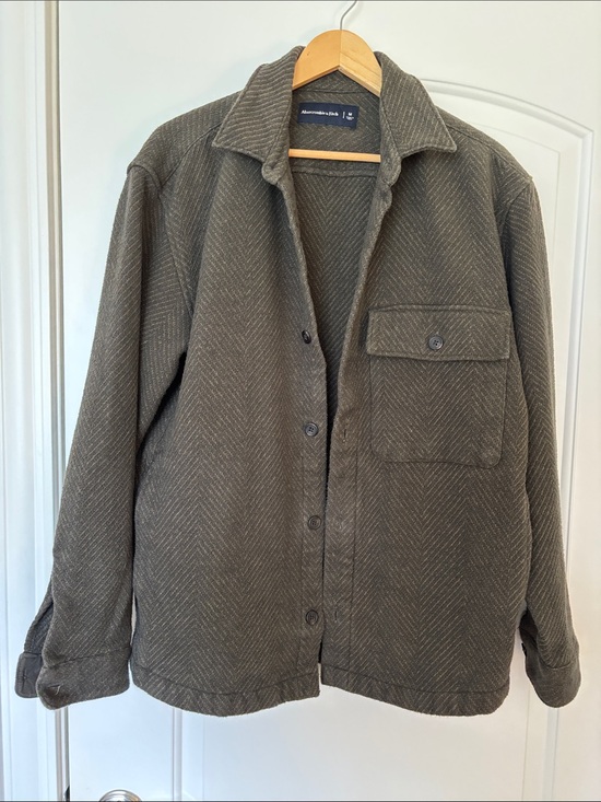 Abercrombie & Fitch Other - Abercrombie & Fitch Herringbone Cotton Shirt Jacket Men’s M Olive-Brown EUC